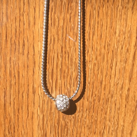 Silver Bejeweled Round Pendent Necklace - Picture 2 of 3